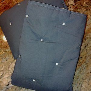 1 West Elm PB Kids Gray / Yellow Tack Stitched Quilted Tie Back Euro Shams 26"